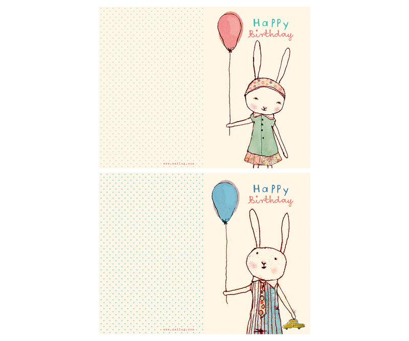 Maileg Happy Birthday kortti, kaksiosainen