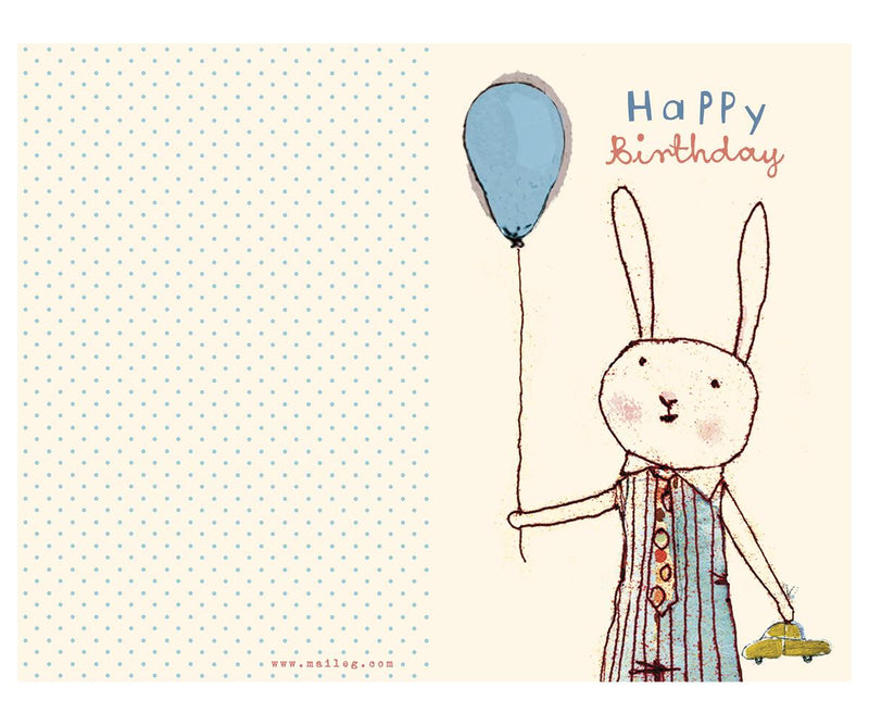 Maileg Happy Birthday kortti, kaksiosainen